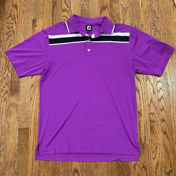 FootJoy Other - Footjoy Short Sleeve Golf Polo Shirt Striped Mens M Medium Purple‎ Stretch